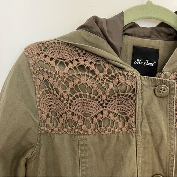 Me Jane Lace Trimmed Utility Jacket Olive Green - Picture 5 of 15